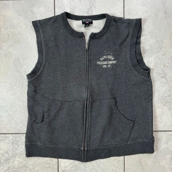 VINTAGE Polo Ralph Lauren Sweater Vest Size L Gray - Picture 1 of 5